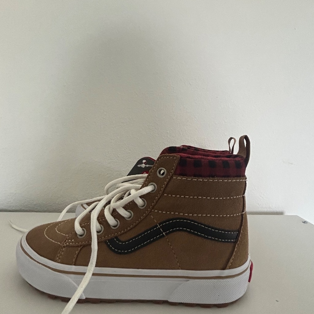brown high top old skool vans